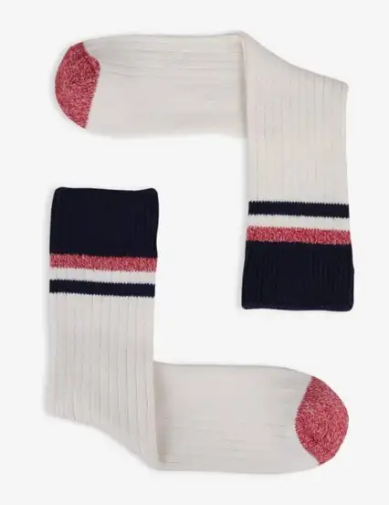 Çorap N031 - Bolero Lacivert Pembe Kadın Fitilli Kışlık Çorap Krem