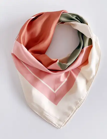 Minimal Kare 4 Renkli Boho Saten Fular