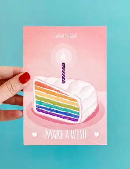 Make A Wish Cake Doğum Günü Motto Kartı Kartpostal