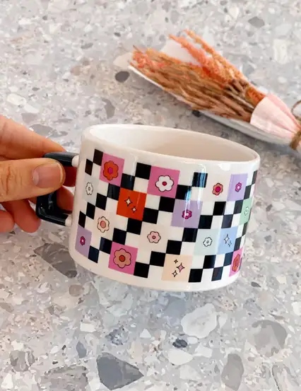 Retro Papatyalar Hediye Kupa Bardak