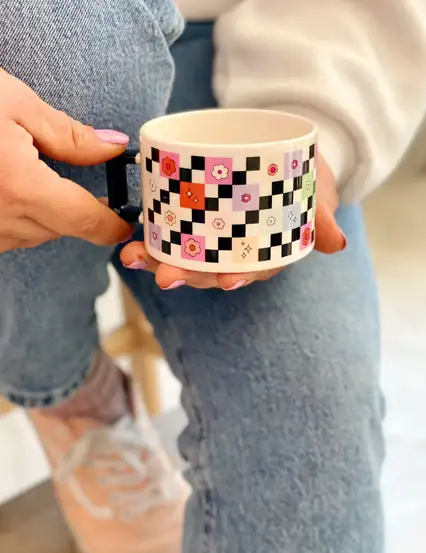 Retro Papatyalar Hediye Kupa Bardak