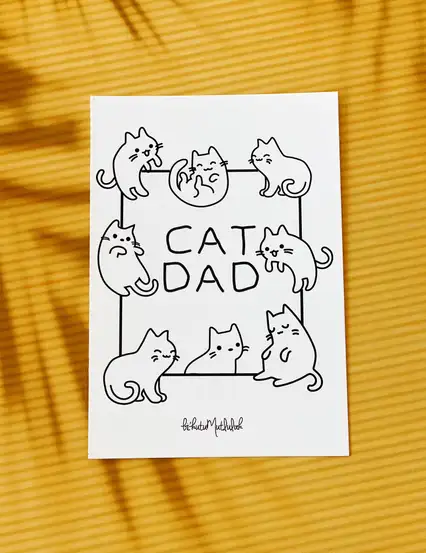 Cat Dad Motto Kartı Kartpostal