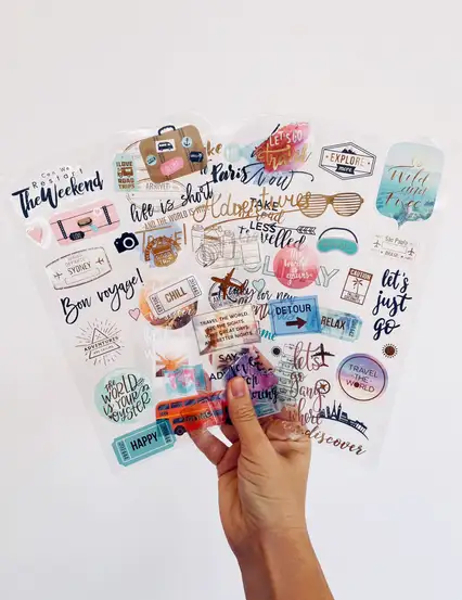 Seyahat Temalı Scrapbook Planlayıcı Sticker Seti