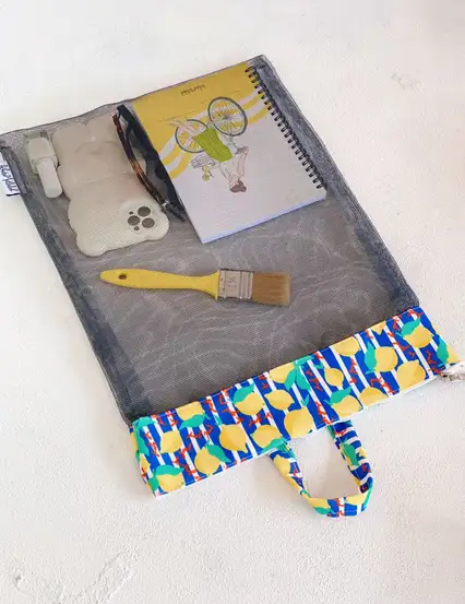 Fermuarlı File Çanta Limon Desenli