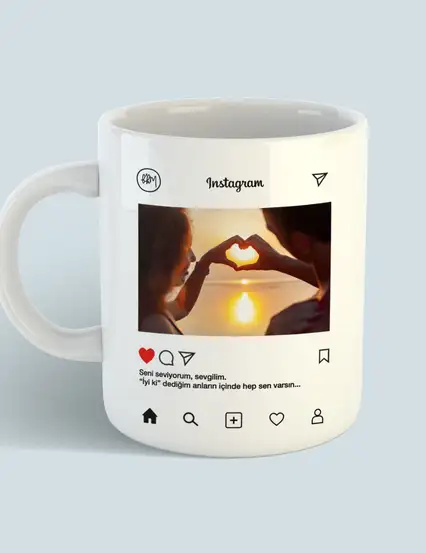 Instagram Postu Kişiye Özel Fotoğraflı Sevgiliye Hediye Kupa Bardak