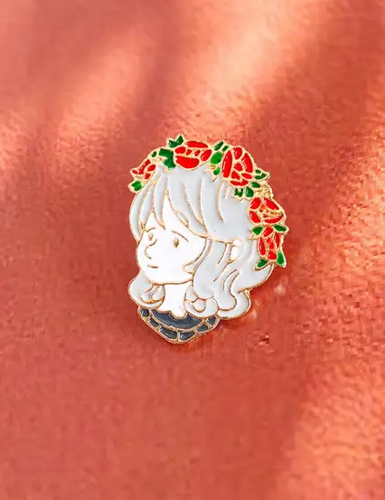 Lady Rose Garland Güllü Anime Kızı Pin Rozet