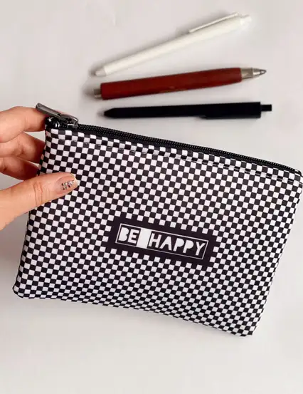 Be Happy Damalı Clutch Kalemlik