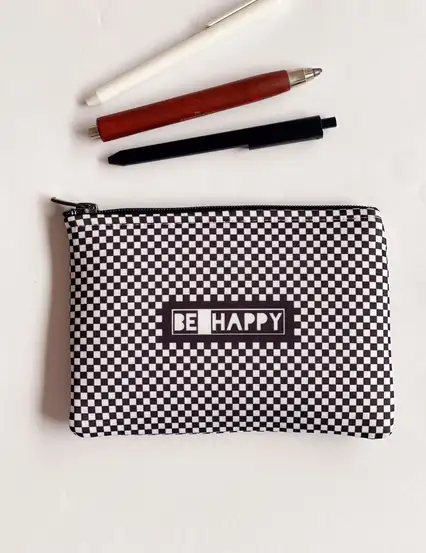 Be Happy Damalı Clutch Kalemlik