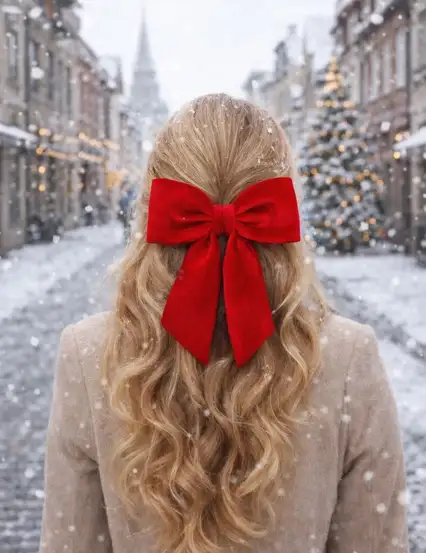 Kırmızı Kadife Otomatik Kurdele Fiyonk Toka