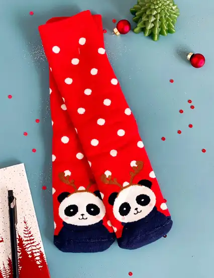 Pandalı Puantiyeli Yılbaşı Çorabı