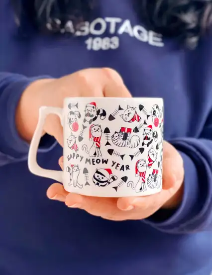 Happy Meow Year Kedili Hediye Yılbaşı Kupası