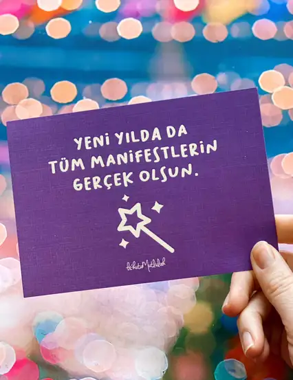 Yeni Yıl Manifestlerin Gerçek Olsun Yılbaşı Mesaj Kartı