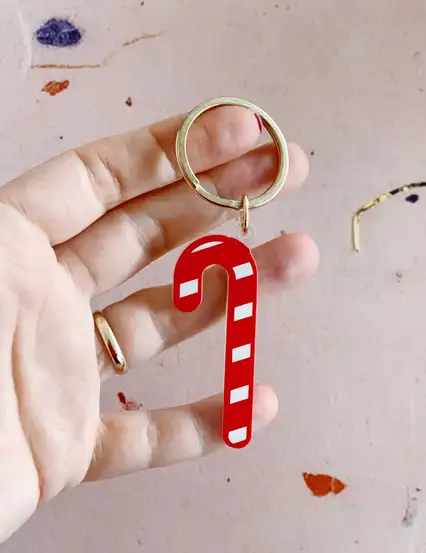 Baston Şeker Yılbaşı Hediyelik Anahtarlık