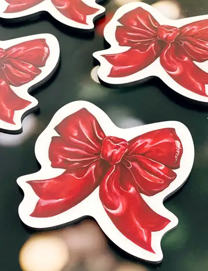 Fiyonklu Kurdele Yılbaşı Bardak Altlığı