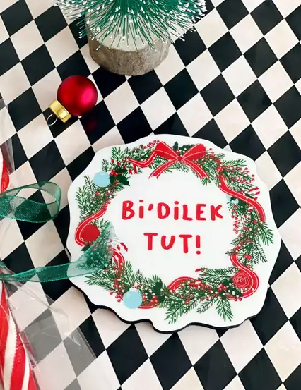 Bi Dilek Tut Yılbaşı Bardak Altlığı