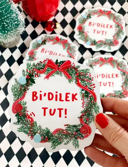 Bi Dilek Tut Yılbaşı Bardak Altlığı