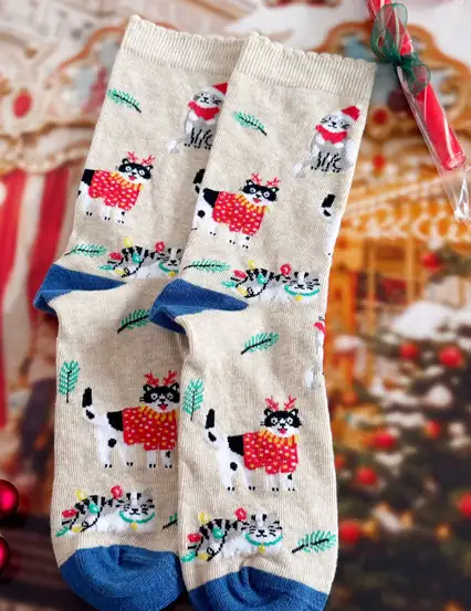 Kedili Yılbaşı Çorabı