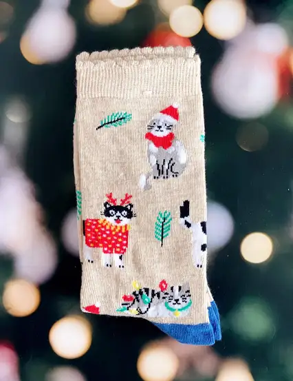 Kedili Yılbaşı Çorabı