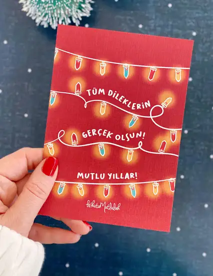 Tüm Dileklerin Gerçek Olsun Yılbaşı Kartı