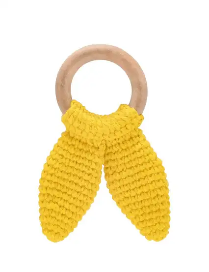 Babyjem Ahşap Halka Örgü Diş Kaşıyıcı - Sarı