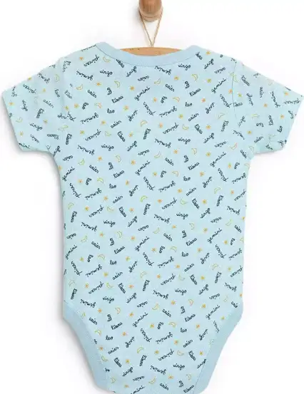 HelloBaby Kısa Kol Body Erkek Bebek Mavi