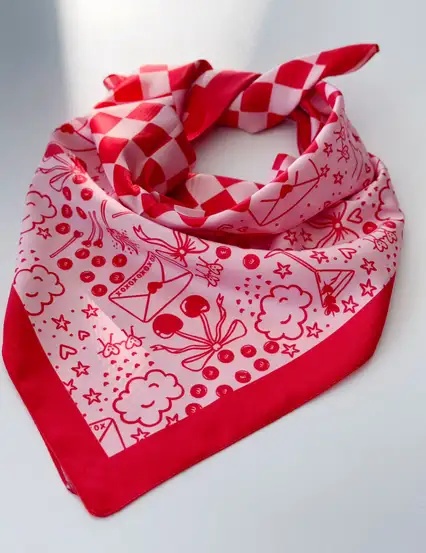 Self Love Retro  Damalı Saten Fular