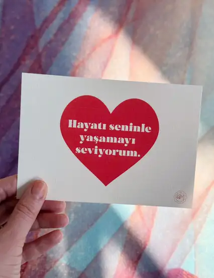 Sevgiliye Hediye Notu - Hayatı Seninle Yaşamak Motto Kartı
