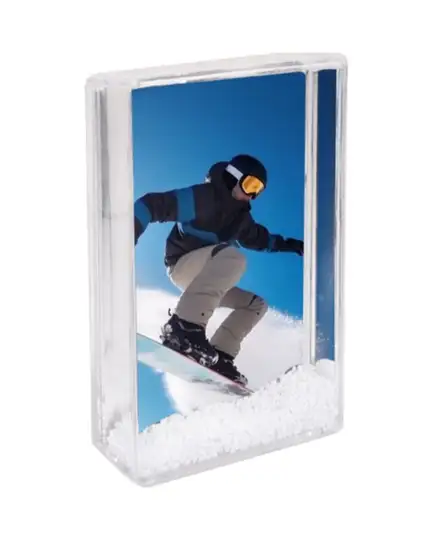 Kişiye Özel Fotoğraflı Mavi Işıltılı Kar Küresi