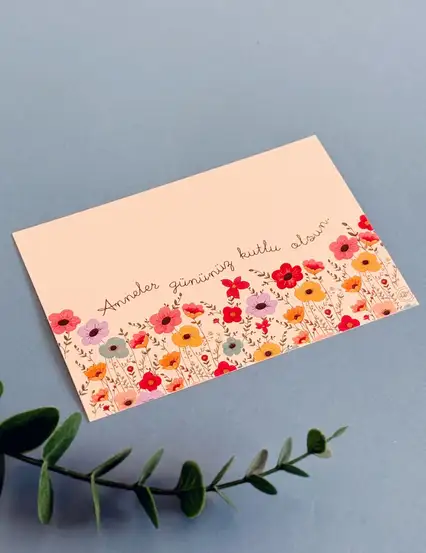 Vintage Çiçekli Anneler Günü Motto Kartı Kartpostal