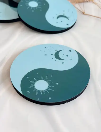 Gece Gündüz Yin Yang Bardak Altlığı