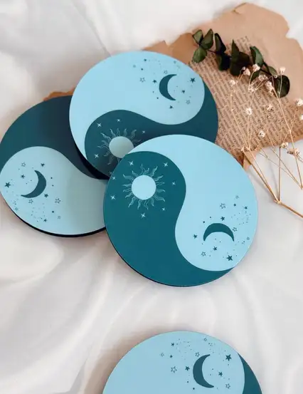Gece Gündüz Yin Yang Bardak Altlığı