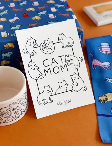 Cat Mom Motto Kartı Kartpostal