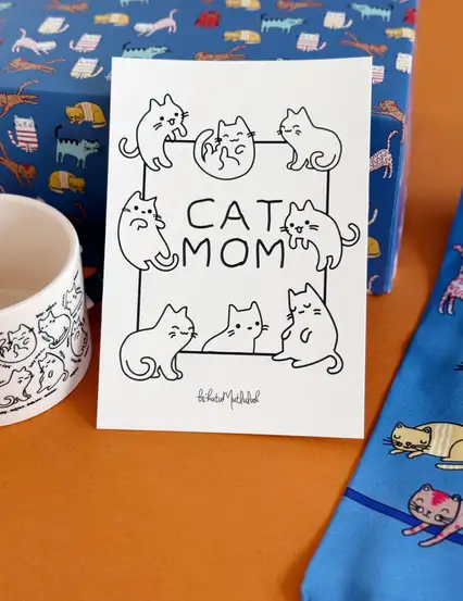 Cat Mom Motto Kartı Kartpostal