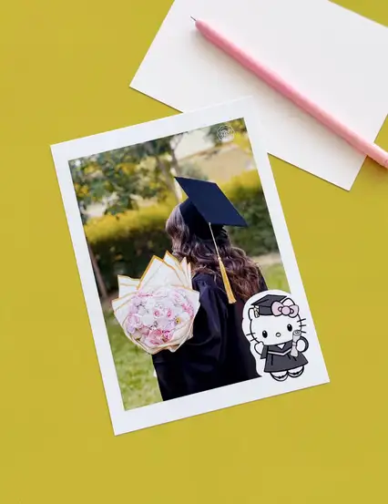 Mezun Hello Kitty Kişiye Özel Hediye Fotoğraf Baskı 13x18 cm