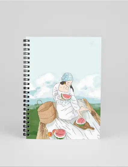 N236 Yaz Pikniği Kız Çizimli A5 Spiralli Defter