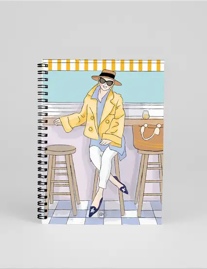 N241 Yunanistan Tatili Kız Çizimli A5 Spiralli Defter