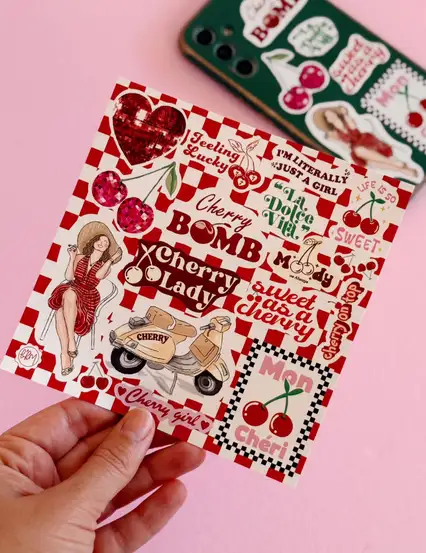 Cherry Vibes Kirazlı Sticker Seti