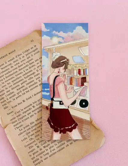 Cherry Lady Kız Çizimli Kitap Ayracı