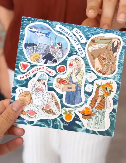 Bikutumutluluk Yaz Kızları Çizimli Sticker Seti