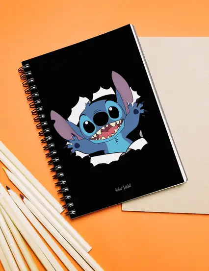N250 Stitch Çizimli A5 Spiralli Defter
