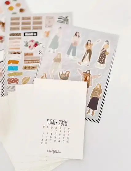 2026 Takvimi Kişiye Özel Kendin Tasarla Kendin Yap Masa Takvimi ve Scrapbook Etiket Seti