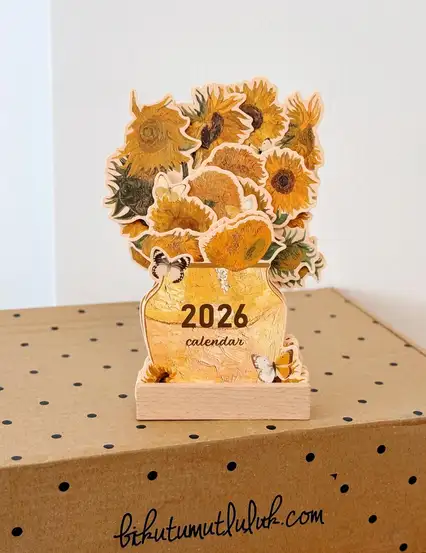 2026 Çiçekli Masa Takvimi Van Gogh Ayçiçekleri