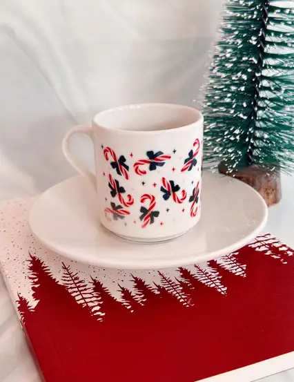 Baston Şeker Yılbaşı Türk Kahvesi Fincanı