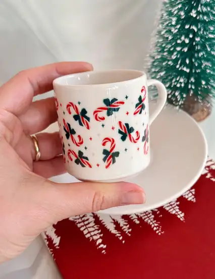 Baston Şeker Yılbaşı Türk Kahvesi Fincanı