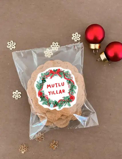 Zencefilli Tarçınlı Kağıt Kurabiye - Yılbaşı Hediyesi Çelenk