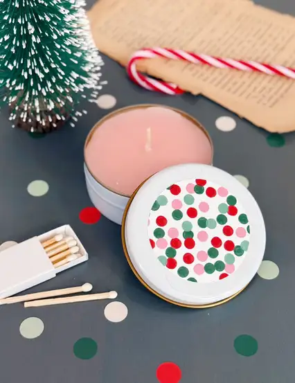 Konfeti Metal Kutuda Hediyelik Mum