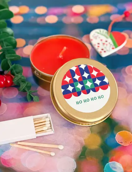 Ho Ho Ho Yılbaşı Metal Kutuda Hediyelik Mum