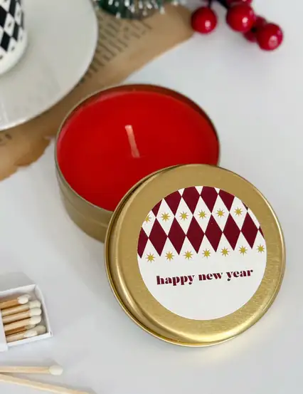 Gold Premium Yılbaşı Metal Kutuda Hediyelik Mum