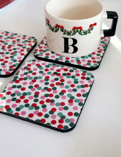 Konfeti Yılbaşı Bardak Altlığı