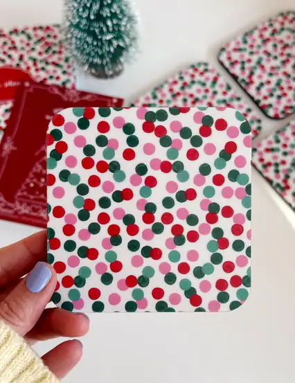 Konfeti Yılbaşı Bardak Altlığı